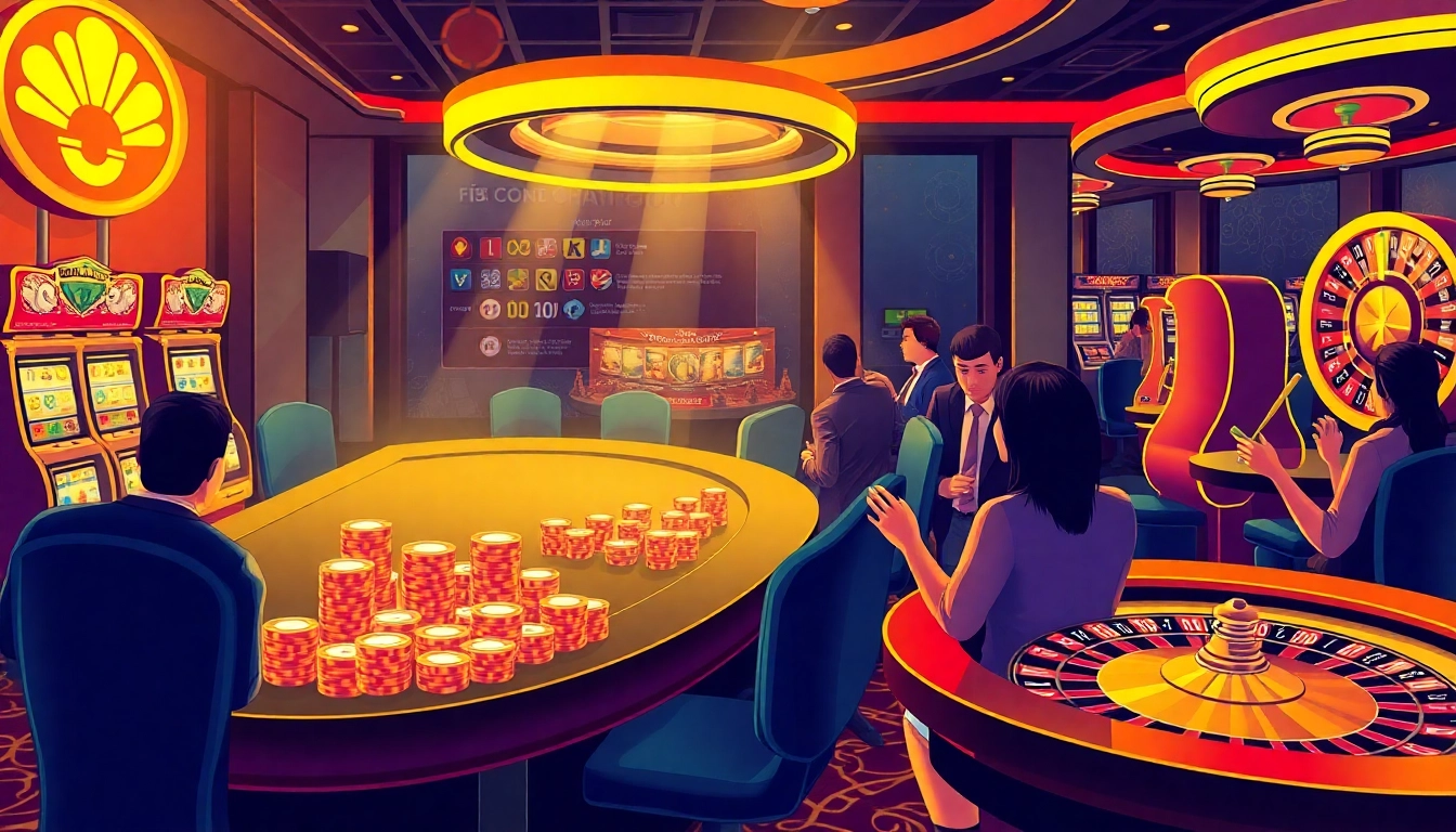 Discover the thrilling atmosphere of trang chủ F8bet with vibrant slot machines and active players enjoying their favorite games.